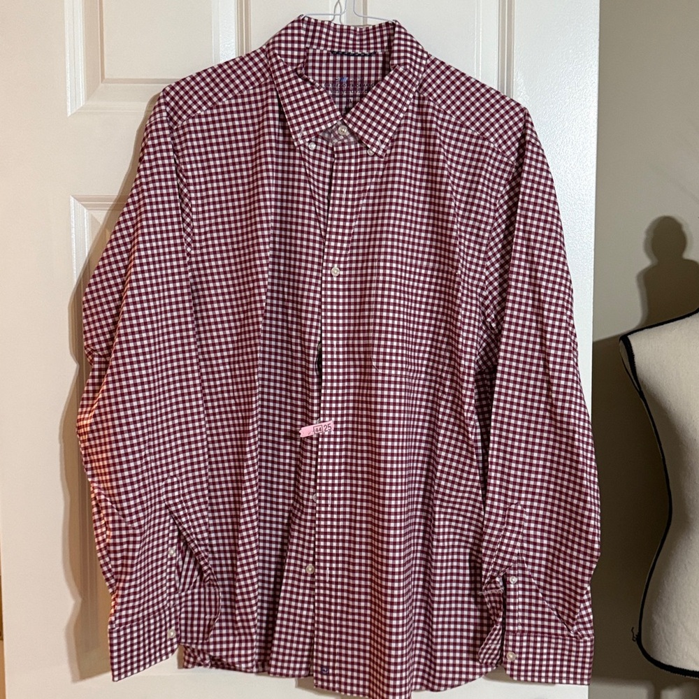 Vineyard Vines Red and White Checkered Performance Button-Up Shirt
